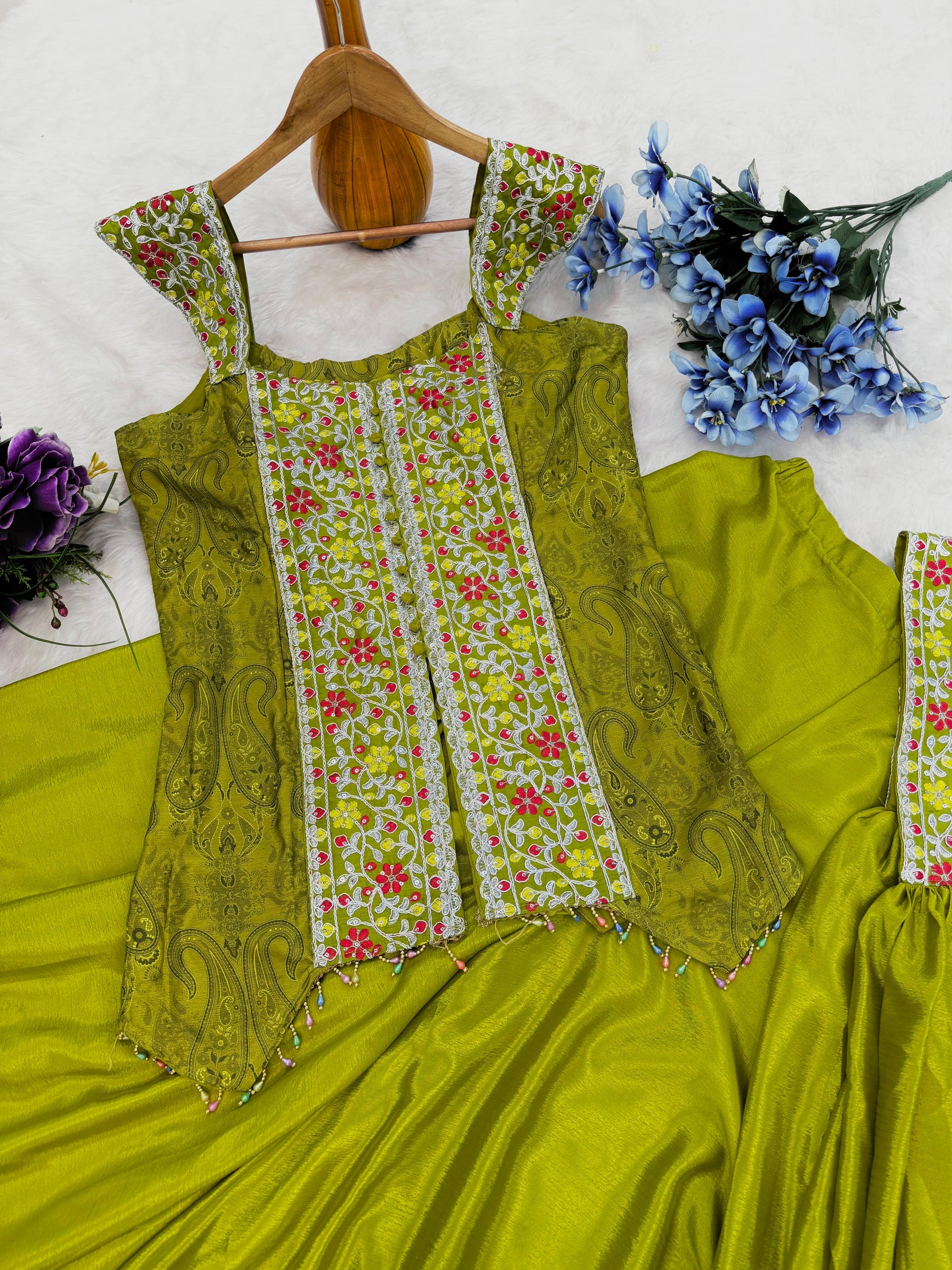Product Image - Elegant Designer Saree and Palazzo Set