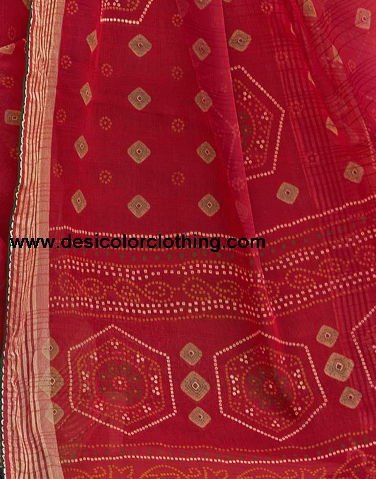 Red Chiffon Bandhani Saree