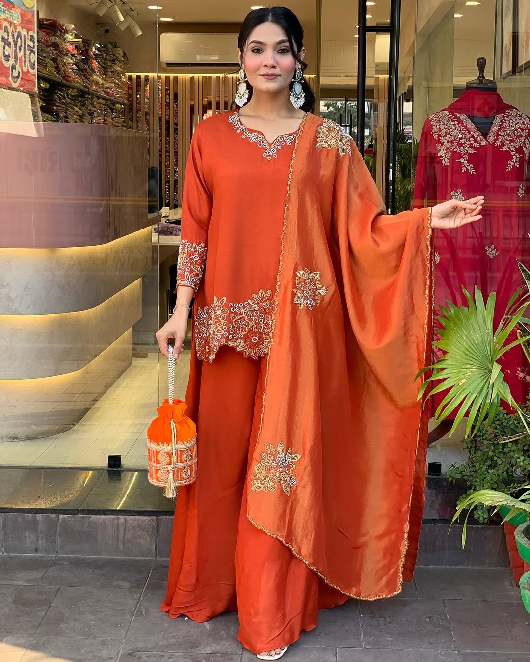 Product Image - Designer Collection in Heavy Faux Georgette with Embroidered Top-Bottom and Dupatta Set
