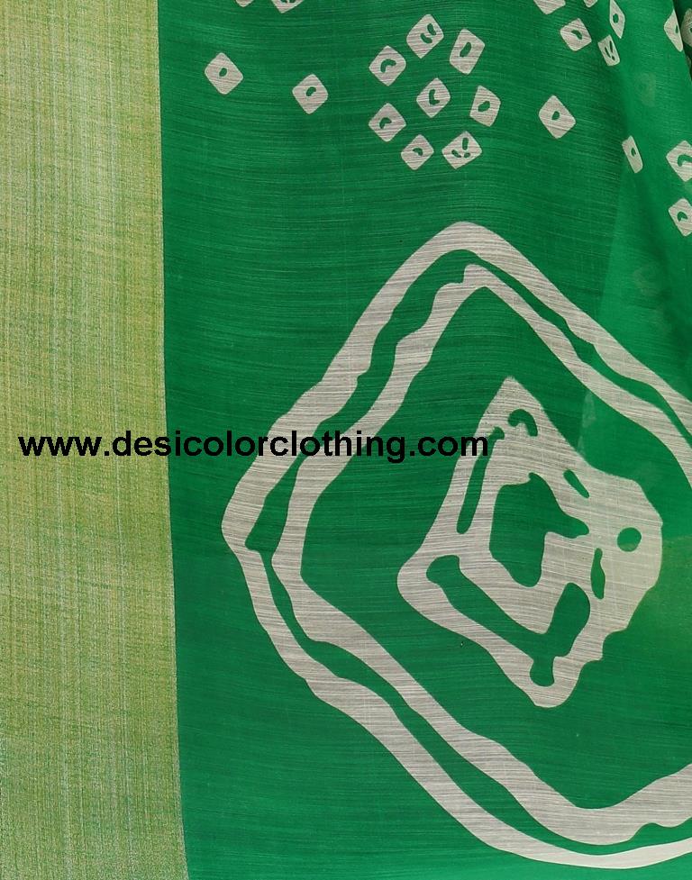 Parrot Green Cotton Bandhani Saree | 1985S486