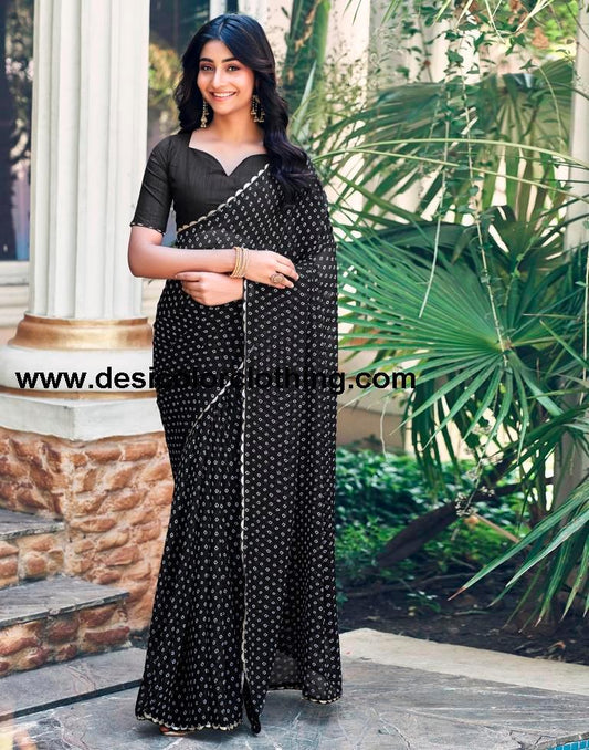 Black Georgette Printed Saree