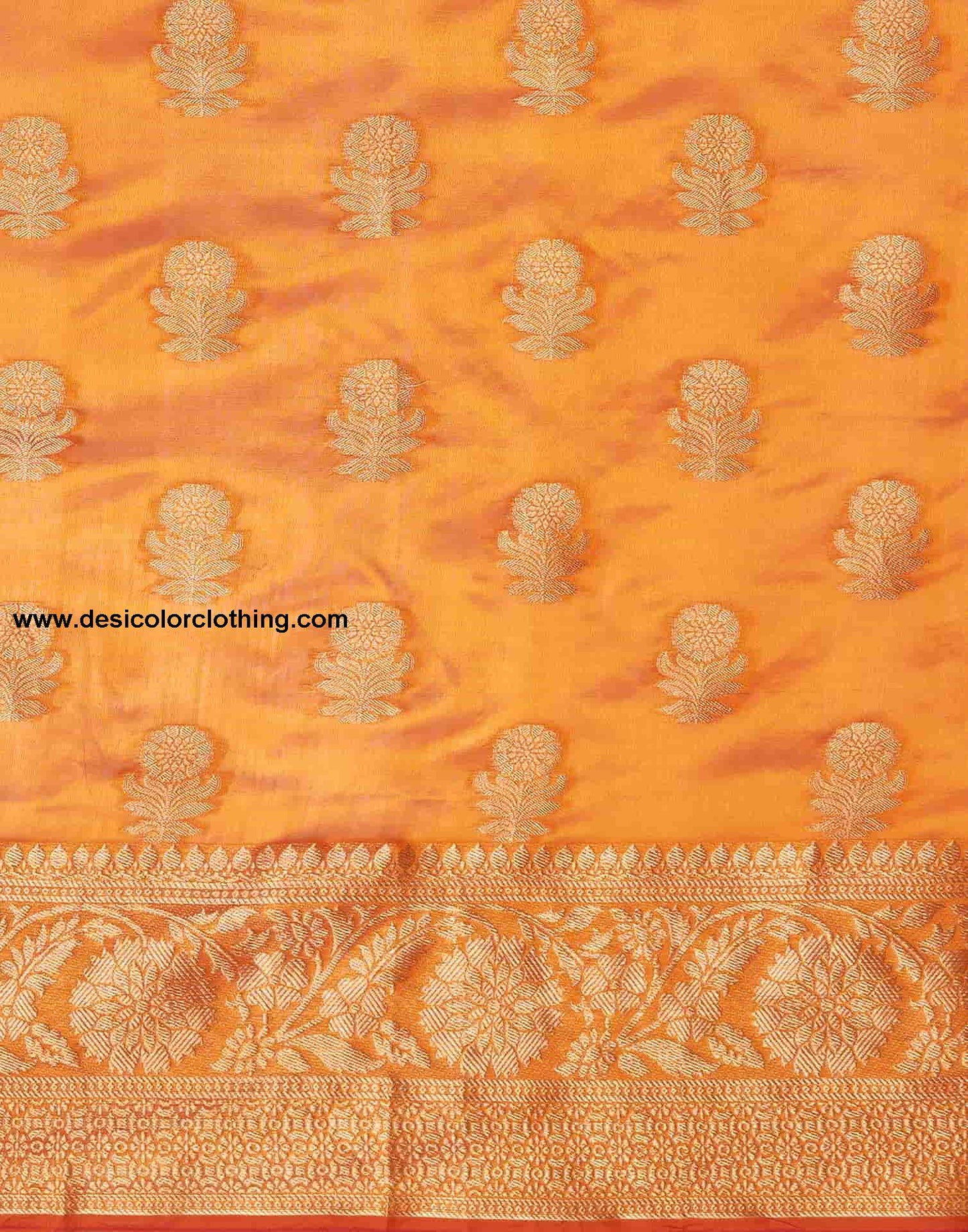 Yellow Banarasi Silk Woven Saree