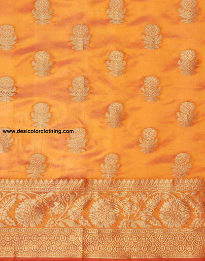 Yellow Banarasi Silk Woven Saree