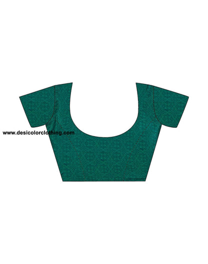 Rama Green Printed Silk Saree