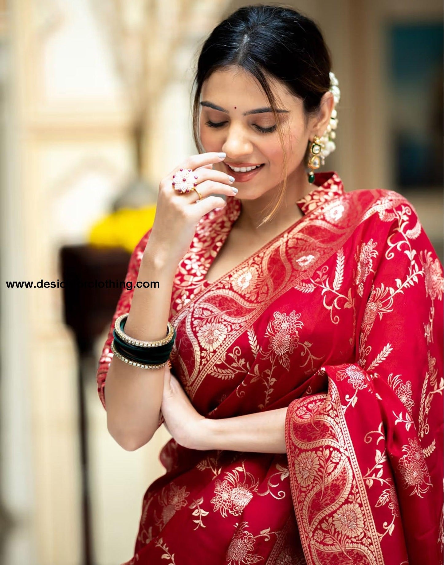 Red Silk Plain Saree