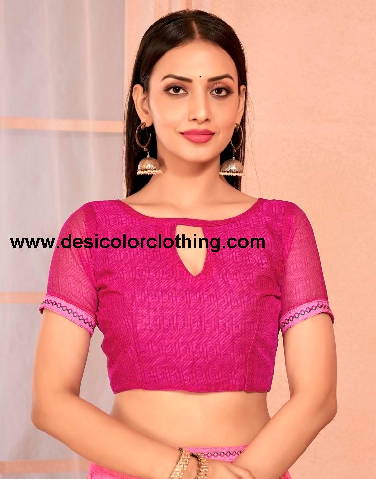 Pink Chiffon Printed Saree
