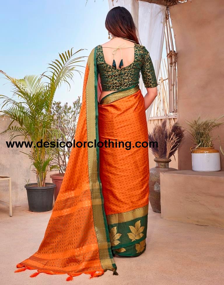 Orange Silk Woven Saree