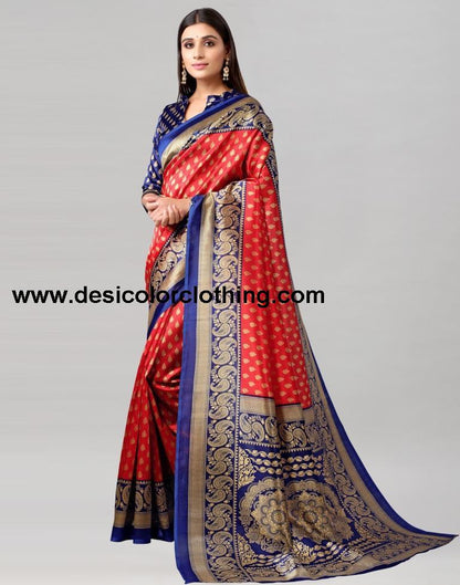 Red Printed Silk Saree