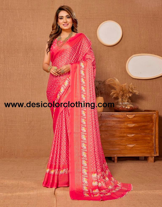 Pink Printed Saree