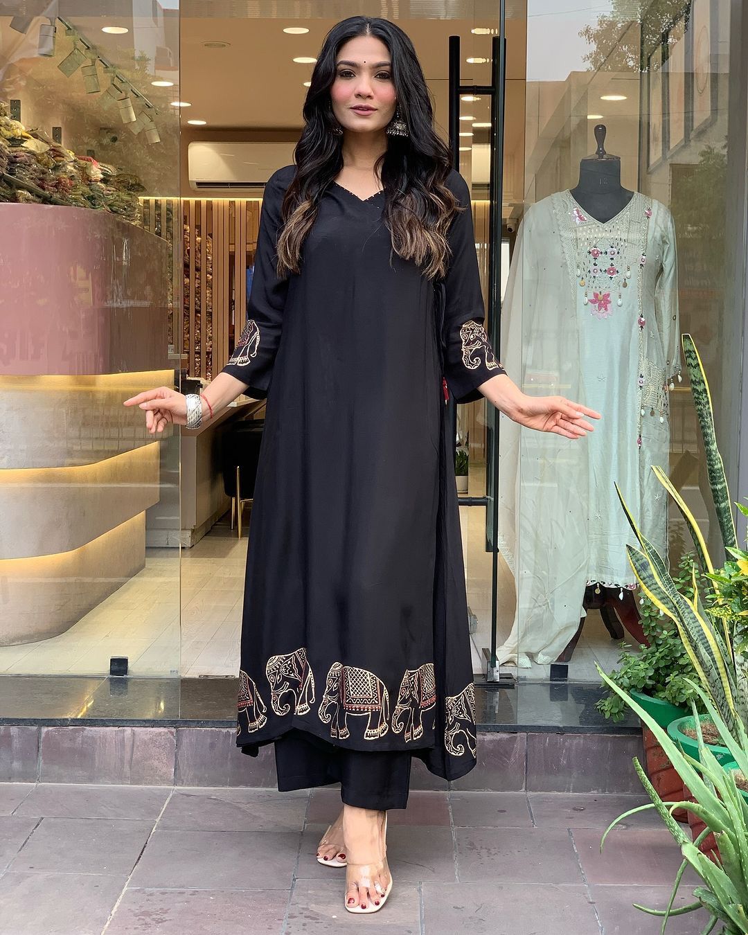 Product Image - X-Lady Festive 2025 Collection: Black Elephant Heavy Suit Set