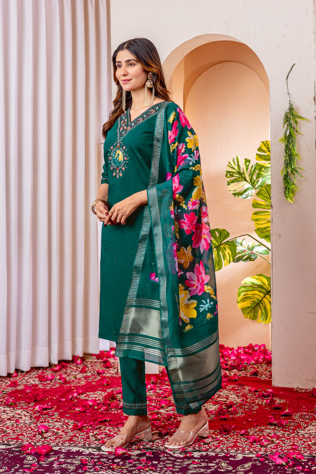 Product Image - Designer Straight Kurti Pant Dupatta Set - Festive Attire