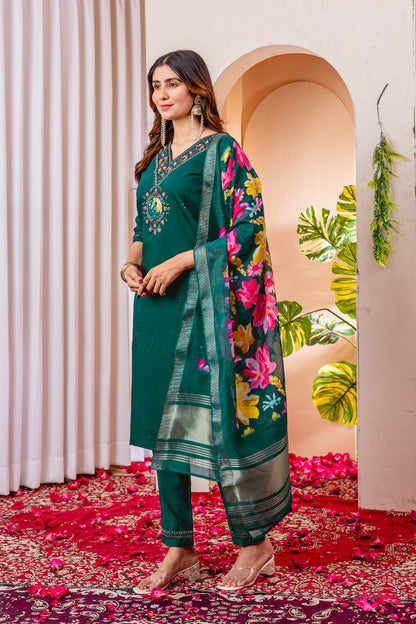 Product Image - Designer Straight Kurti Pant Dupatta Set - Festive Attire