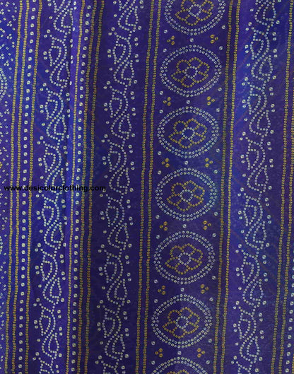 Blue Bandhani Chiffon Saree