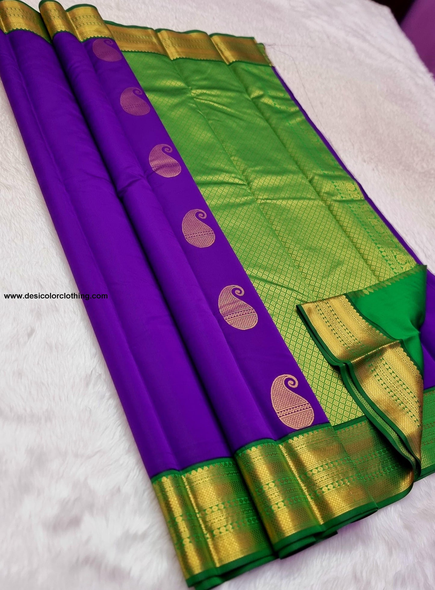 Kanchipuram Korvai Pattern Fancy Buttas Blended Silk Saree