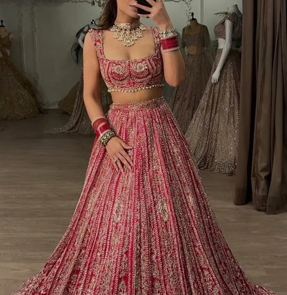Product Image - Stunning Designer Lehenga Red