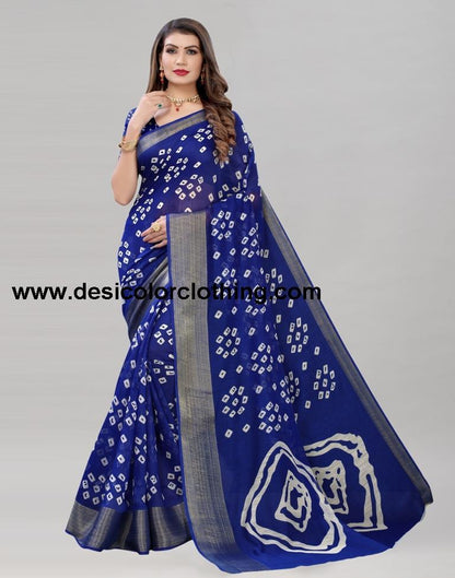 Blue Cotton Bandhani Saree | 1985S481