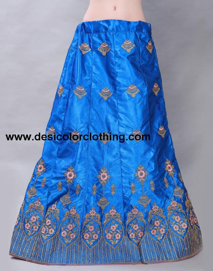 Sparkling Blue Coloured Satin Silk Embroidered Casual Wear Lehenga | SLV119L10391