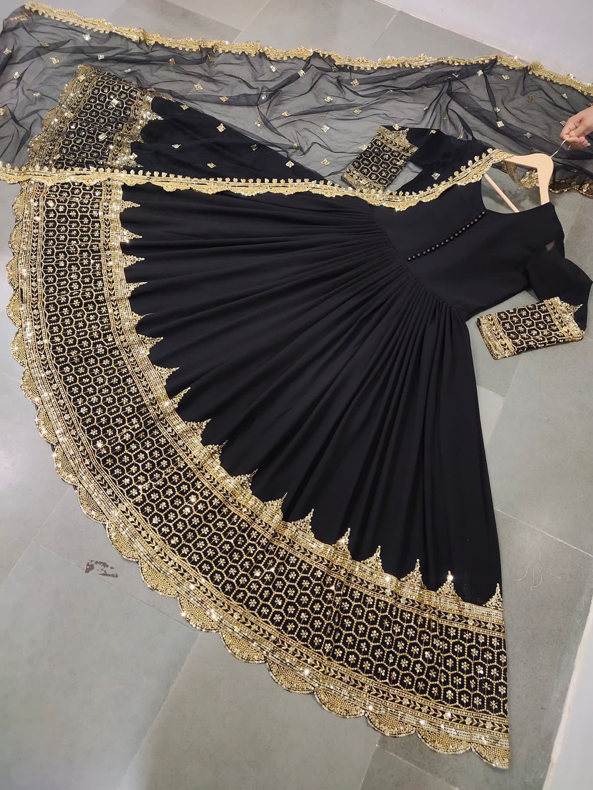 Product Image - Designer Party Wear Gown with Georgette Fabric & Embroidery