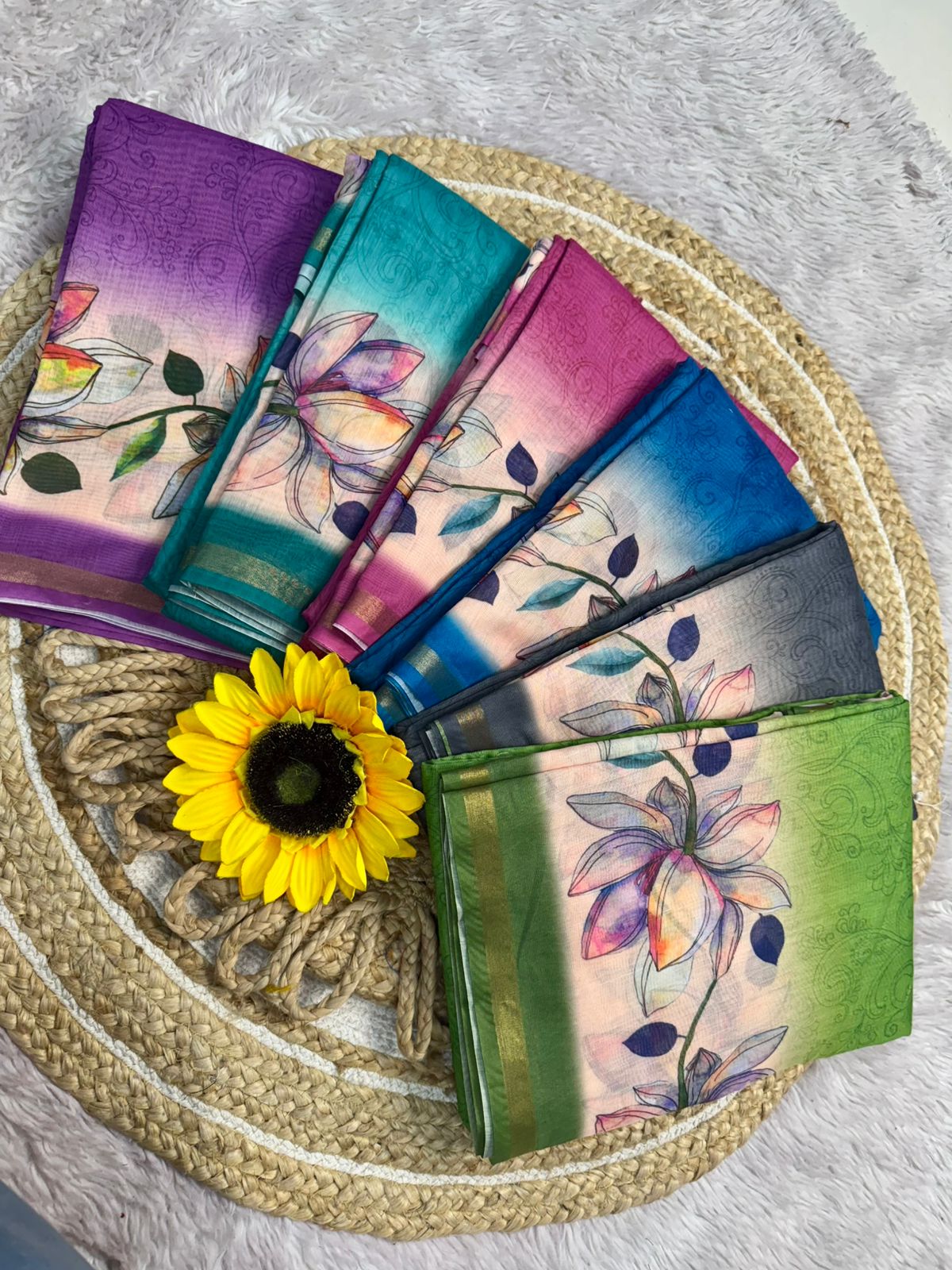 Product Image - Designer Dola Silk Saree with Floral Weave and Contrast Border