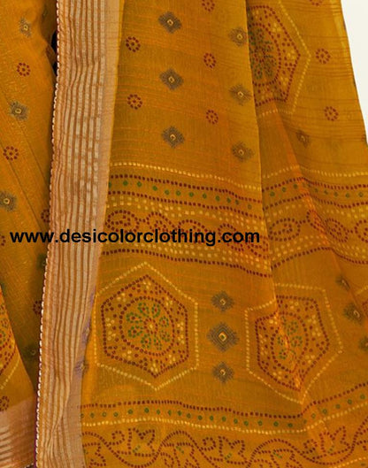 Turmeric Chiffon Bandhani Saree