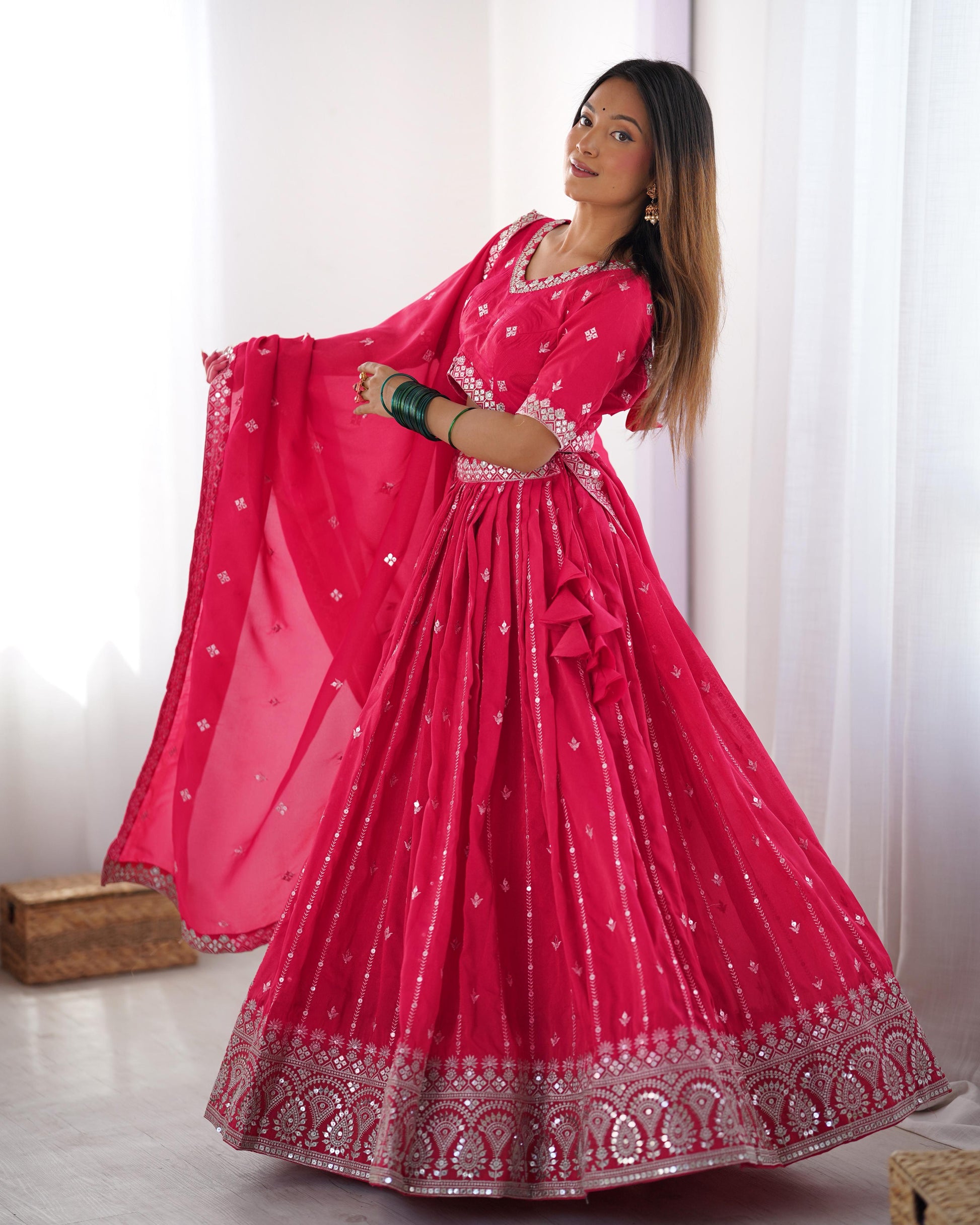 Product Image - Designer Lehengha - Shimmer Silk, Festival Ready