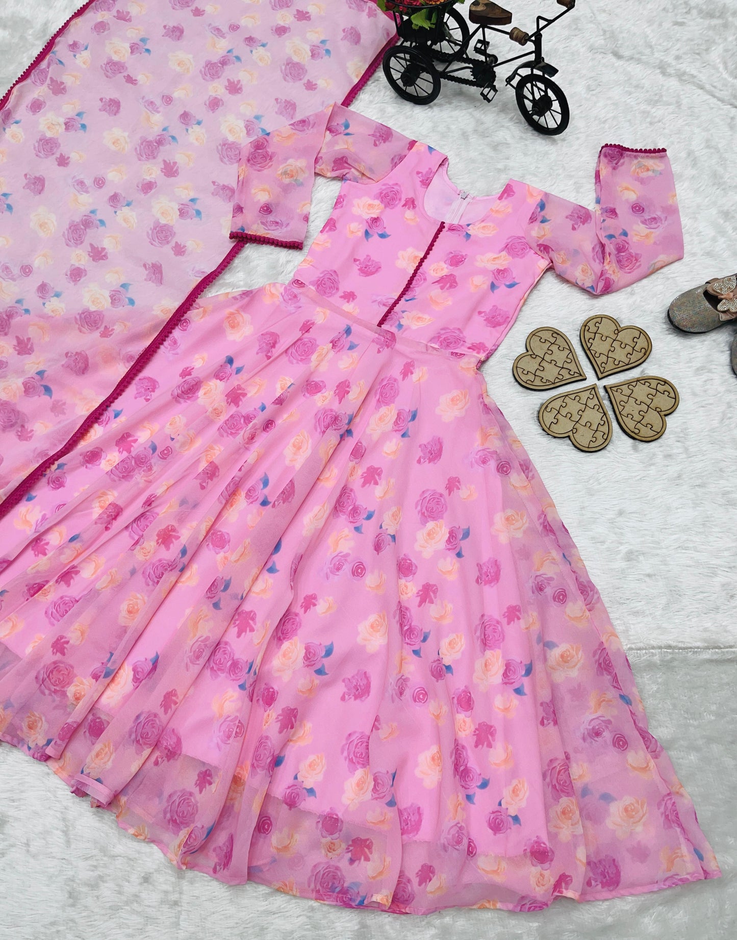 Product Image - Beautiful Kids Gown Set - Heavy Fox Georgette
