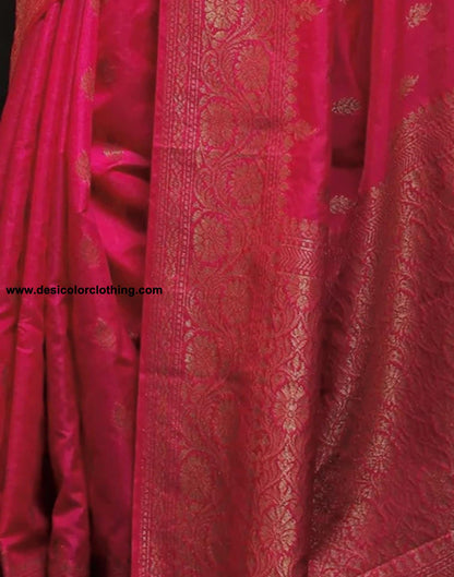 Pink Banarasi Silk Woven Saree