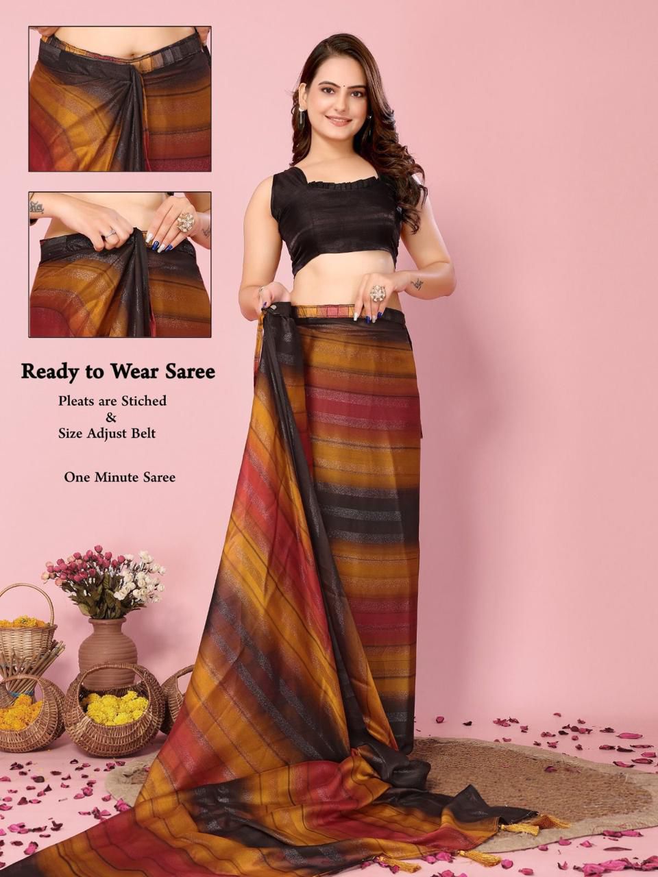 READY TO WEAR 1 MIN SAREE - SOFT NAYLONE SAREE
