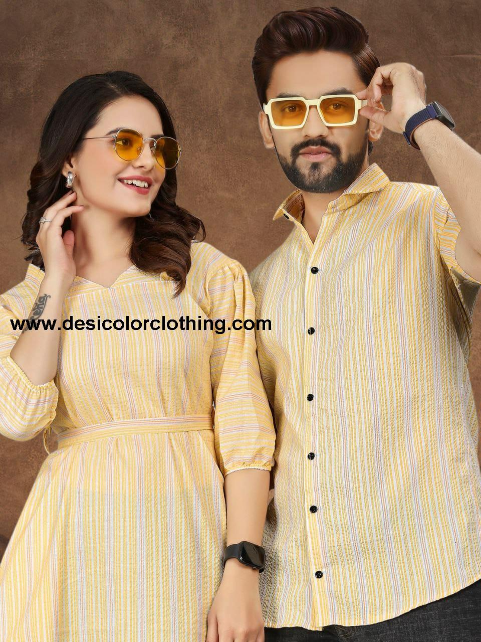 Veer-Zara-2 Pure Cotton Couple Combo (Shirt & Tunic)