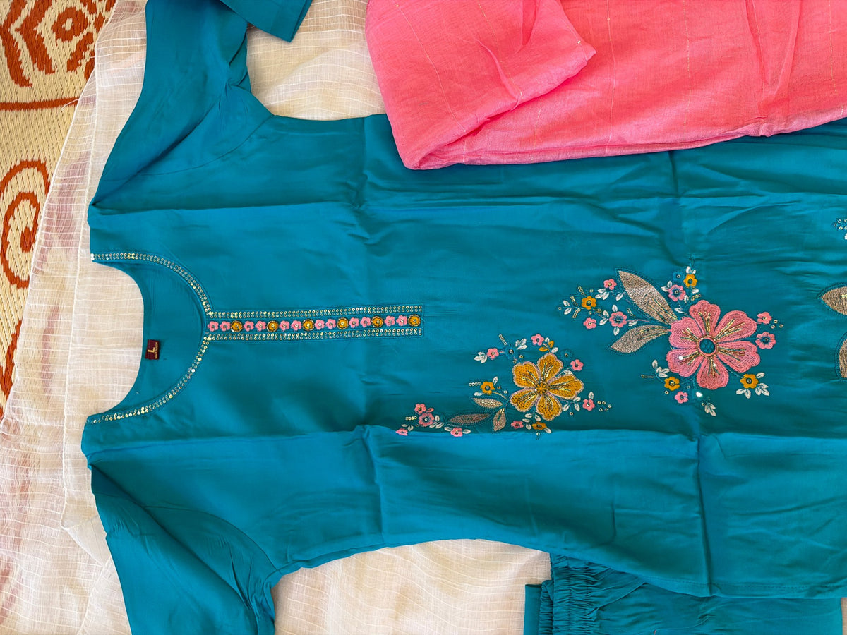 Product Image - Elegant Lite Blue Party Wear Suite - 6