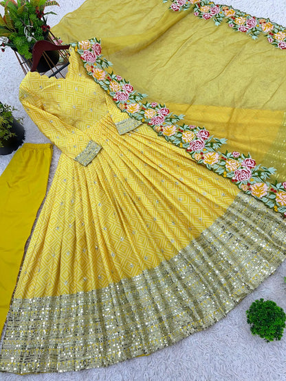 Product Image - Exclusive Designer Embroidered Gown With Dupatta