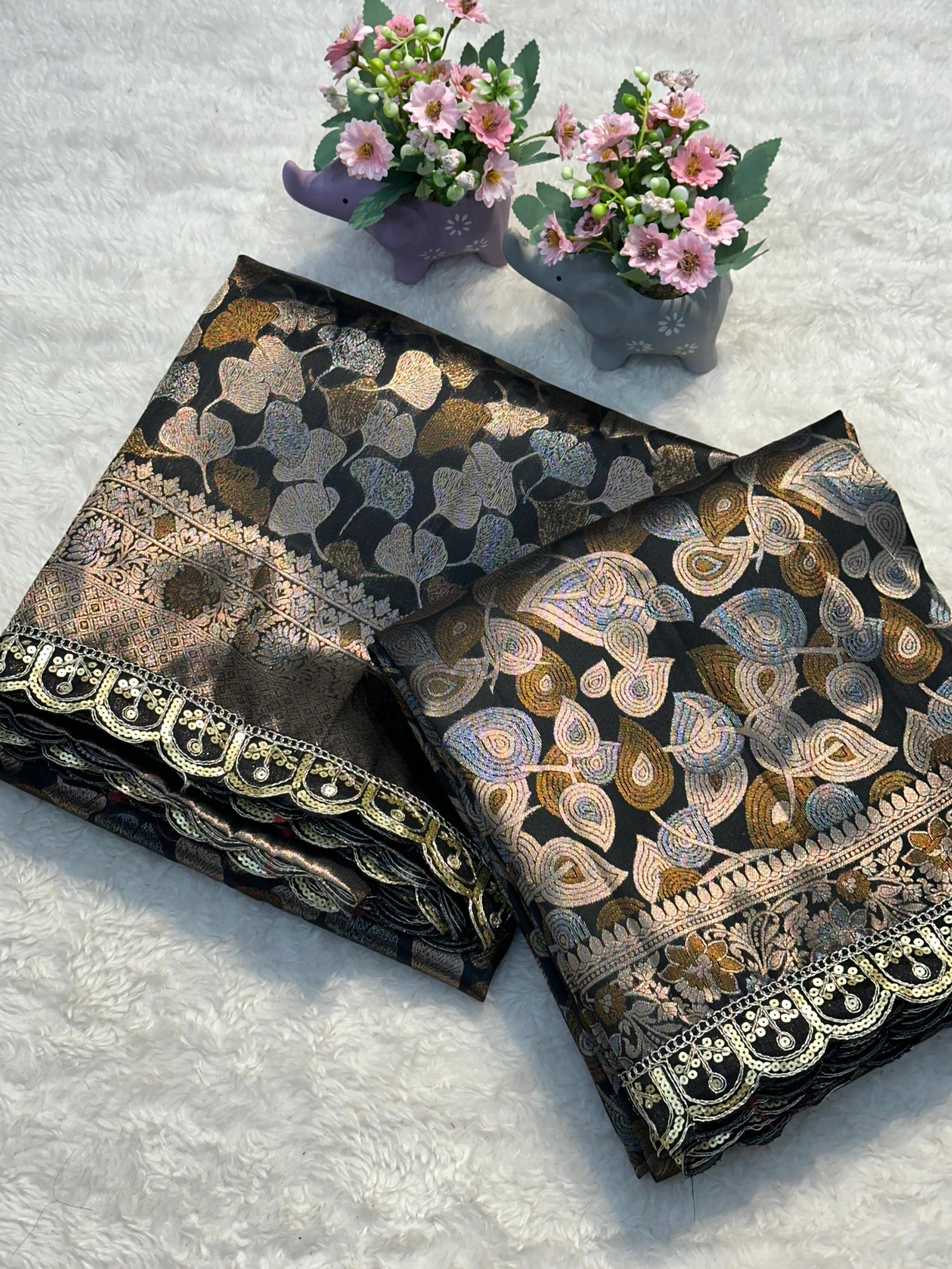 Product Image - Elegant Pure Soft Silk Saree with Embroidery