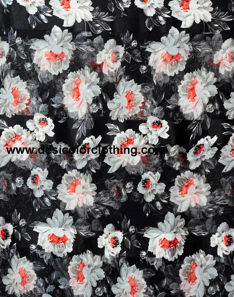 Black Georgette Printed  Saree