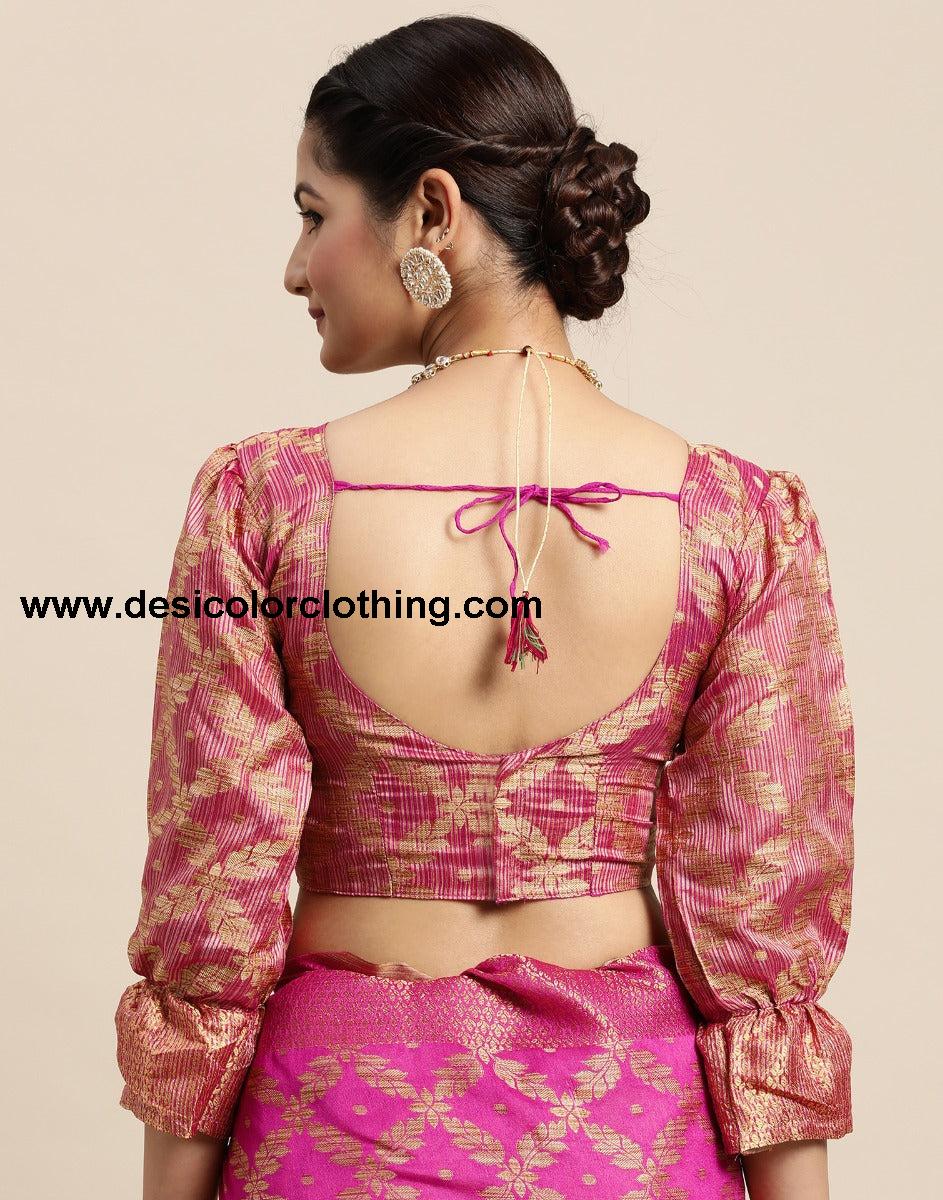Pink Coloured Banarasi Cotton Silk Saree