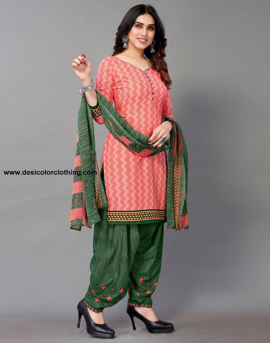 Printed Polyester Unstitched Salwar Suit Material