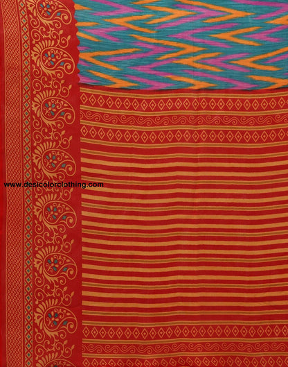 Rama Green Georgette Printed Saree