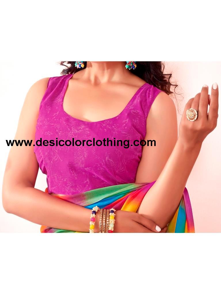 Pink Georgette Printed Saree