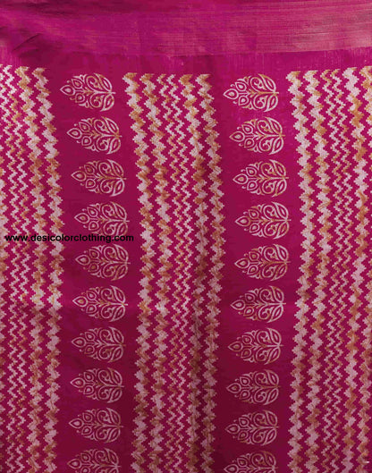 Rani Pink Cotton Printed Saree