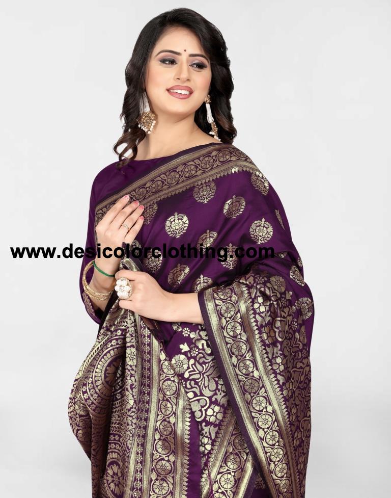 Purple Jacquard Banarasi Silk Saree