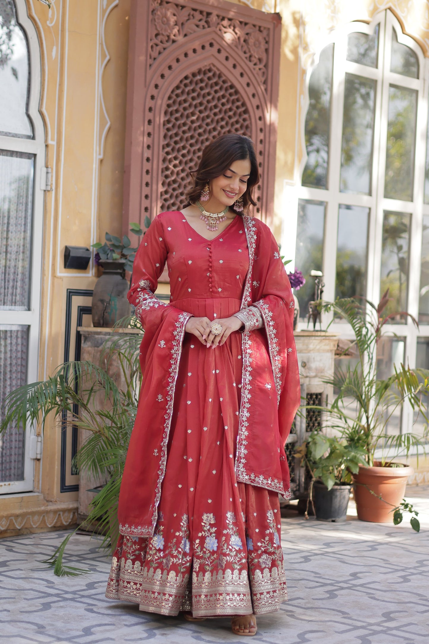 Product Image - Premium Readymade Gown with Dupatta Set