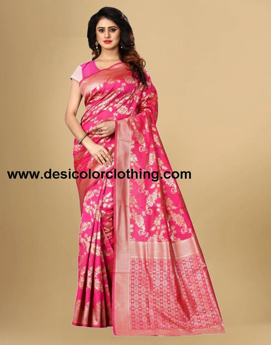 Pink Banarasi Silk Saree