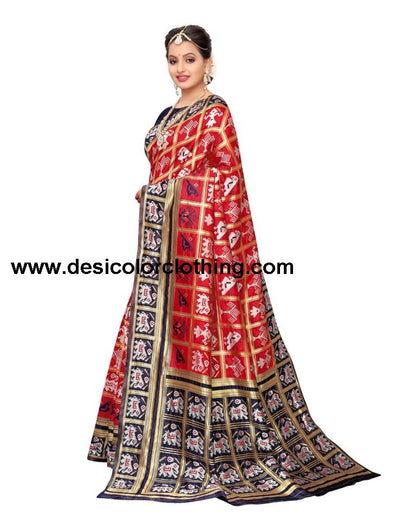 Red Coloured Poly Silk Jacquard Partywear saree | SLV1319S105