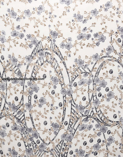 White Georgette Floral Printed Saree