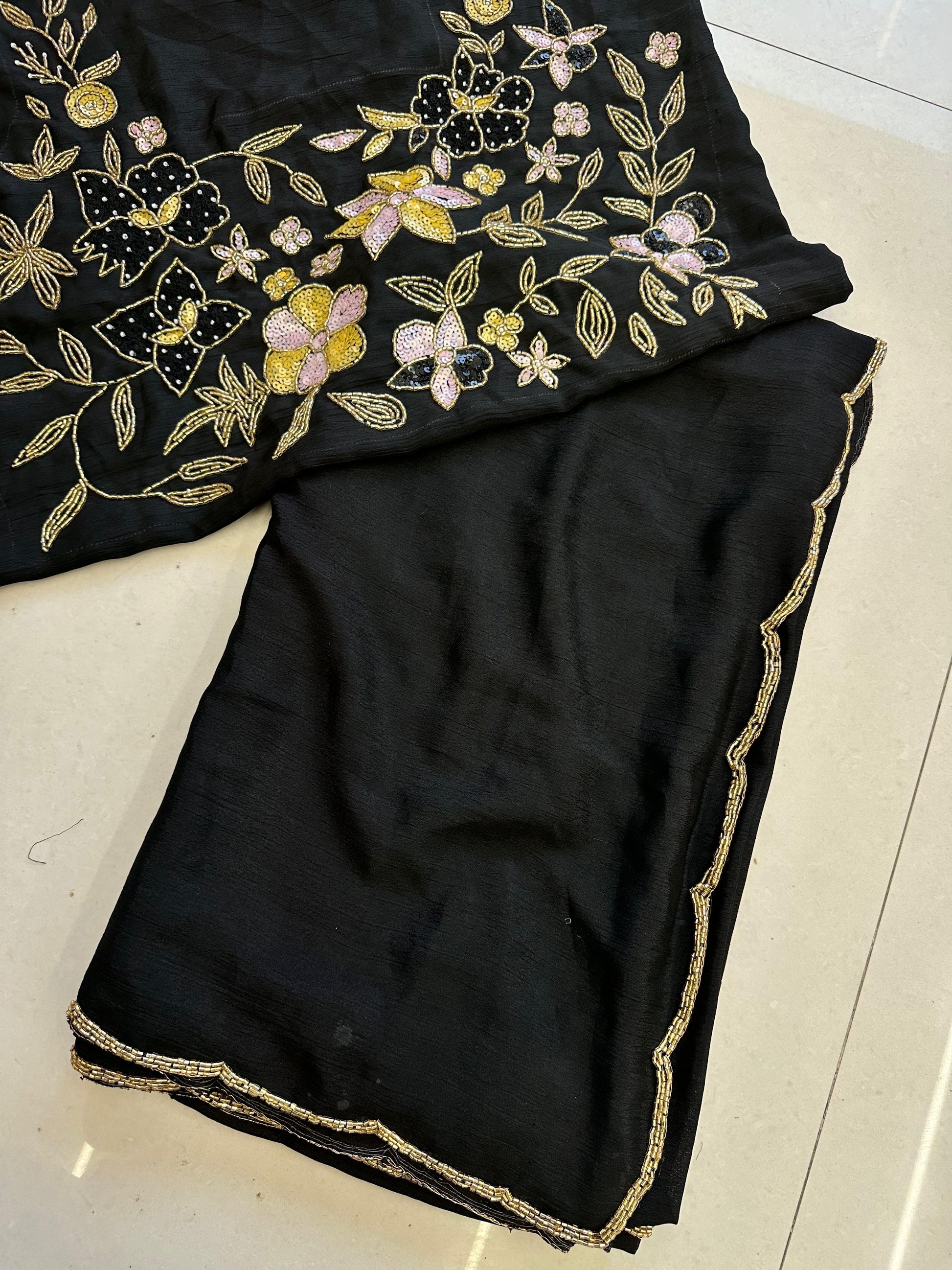 Product Image - Elegant Chiffon Saree with Intricate Handwork - Perfect Festive Wear