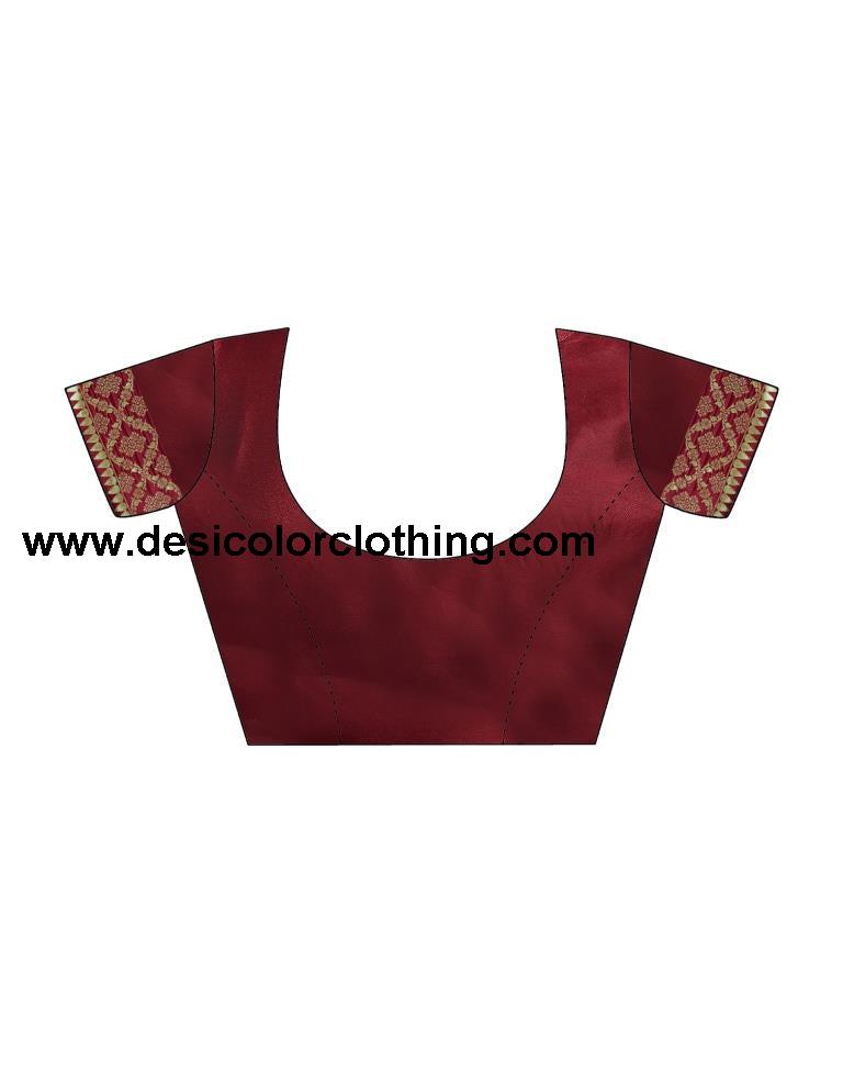 Dark Maroon Silk Woven Saree