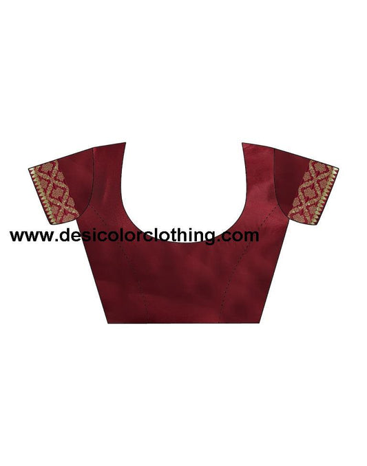 Dark Maroon Silk Woven Saree