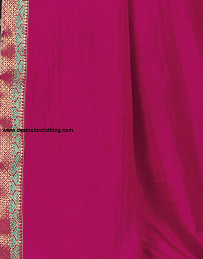 Rani Pink Plain Silk Saree