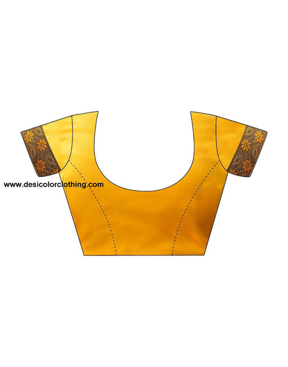 Turmeric Yellow Printed Silk Saree