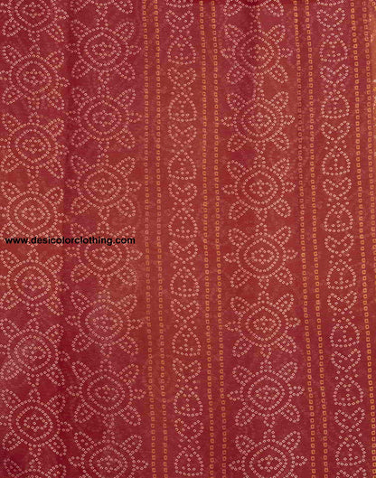 Red Bandhani Chiffon Saree