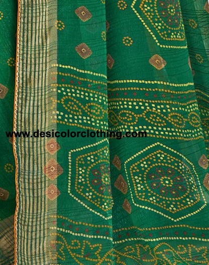 Green Chiffon Bandhani Saree